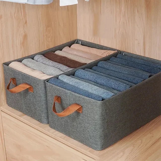 Large Capacity Bedroom Drawers Underwear Storage Containers With Handle Foldable Organizer Stackable Closet Storage Bins