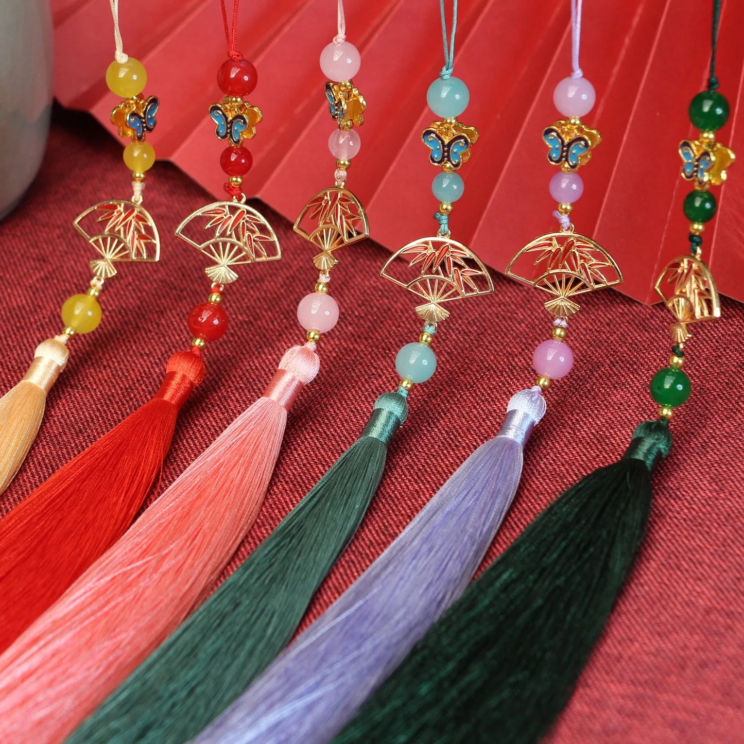 15cm DIY Traditional Retro Gold Fan Flying Butterfly Fringe Clothing Accessories Curtain Pendant Keychain Decoration Gift Tas