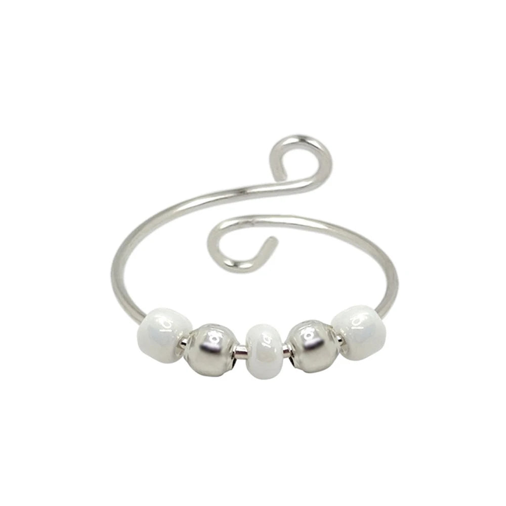 New Copper ring Turn Rice Beads 5 Beads Opening Adjustable Micro-moving Beads Opening Adjustable Copper Ring Finger Rings