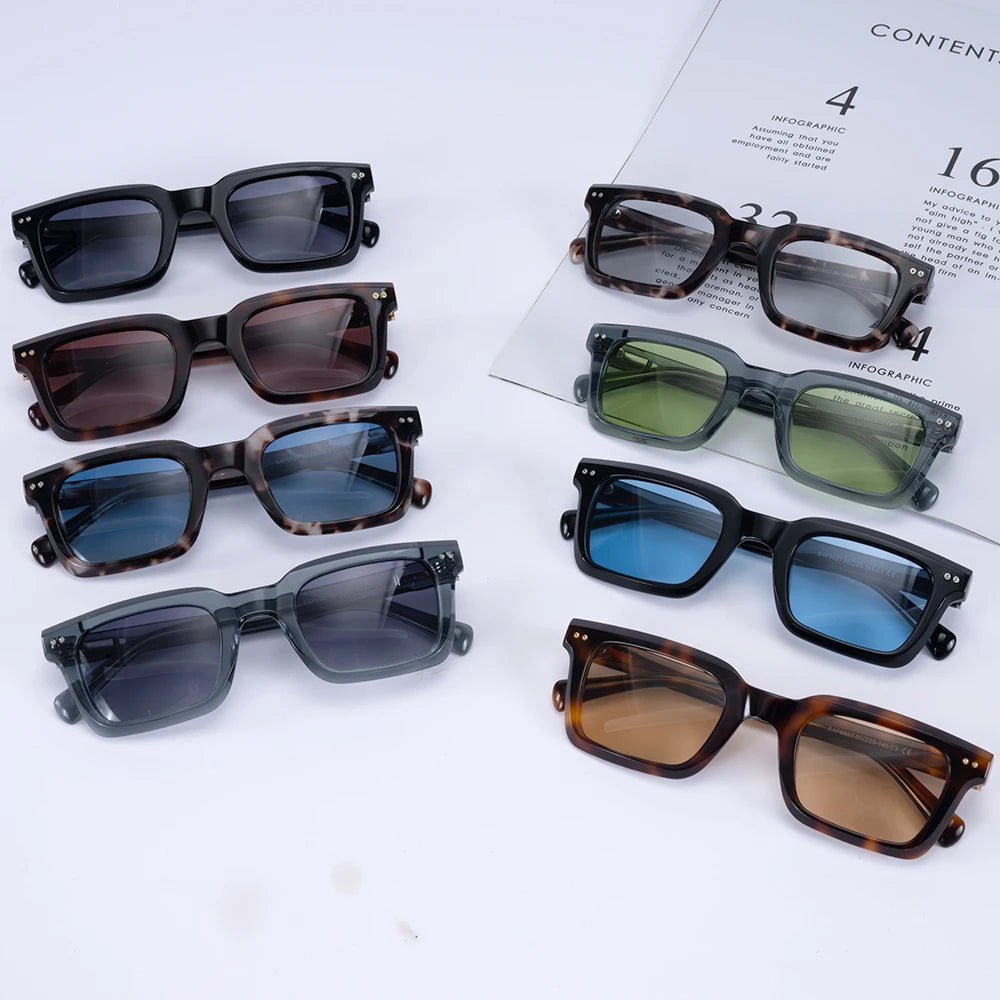 2026 Fashion Trending Style Sun Glasses Super Popular Fashion Retro Sunglasses Acetate Frame Rectangle Shades Sunglasses