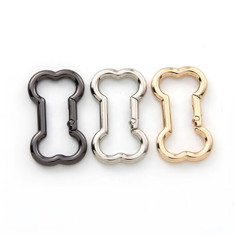 48mm Gold Silver Black Spring Snap Hooks Clip Zinc Alloy Bone Shaped Ring Carabiner for Handbags Accessories