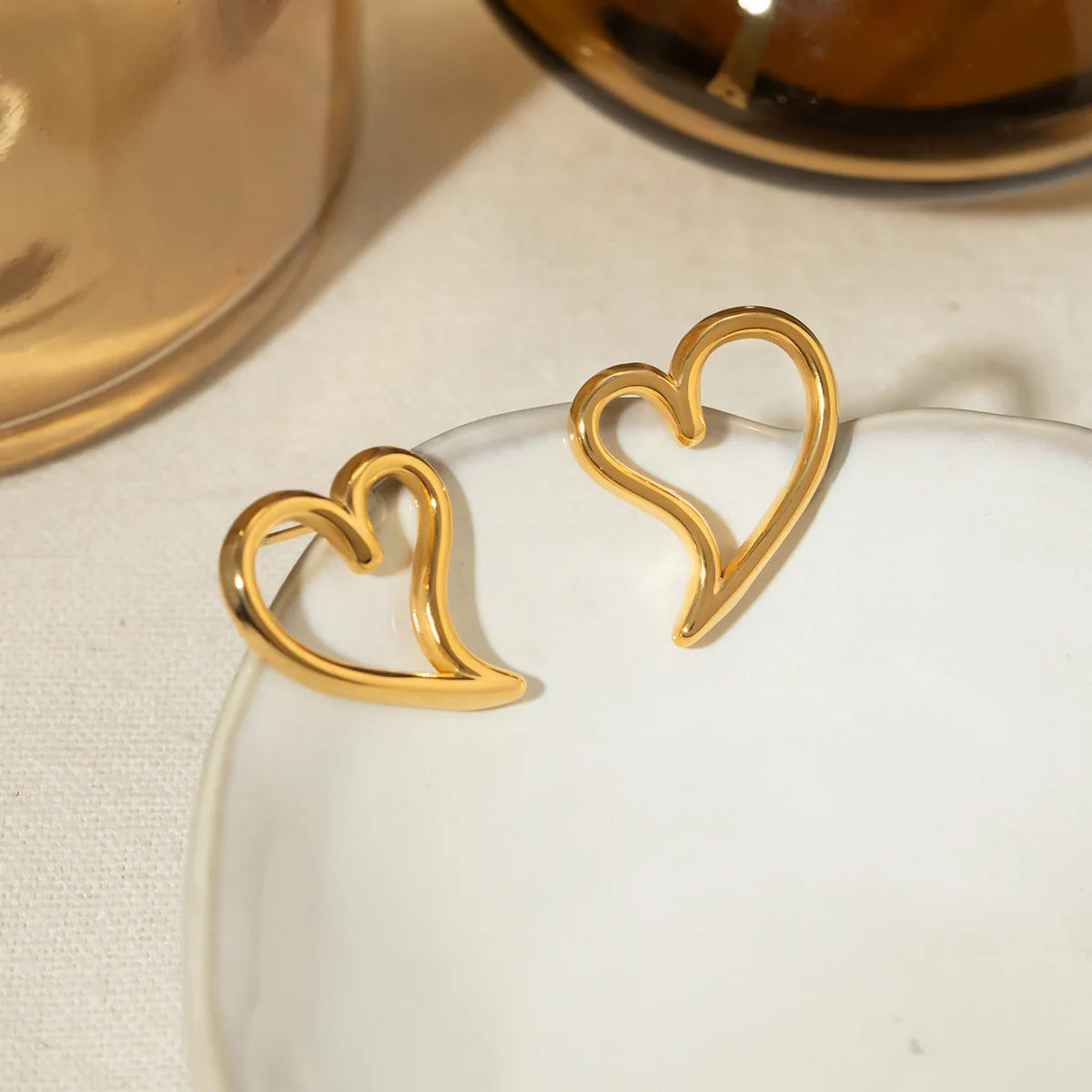 Stainless Steel Chunky Gold Plated Stud Earrings for Women
