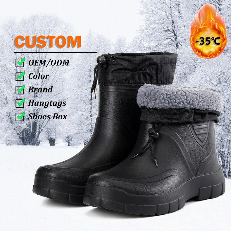 Custom Wholesale Cold Weather EVA Foam Boots for Hunting Fishing Farming Safety Work With Oil Slip Resistant Warm Rain Boots