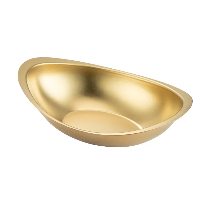Chenfan Boat Shaped Salad Fruit Bowl Fruit Bowl Ingot Bowl 304 Stainless Steel Gold and Silver Wedding KOREAN Metal Opp Bag