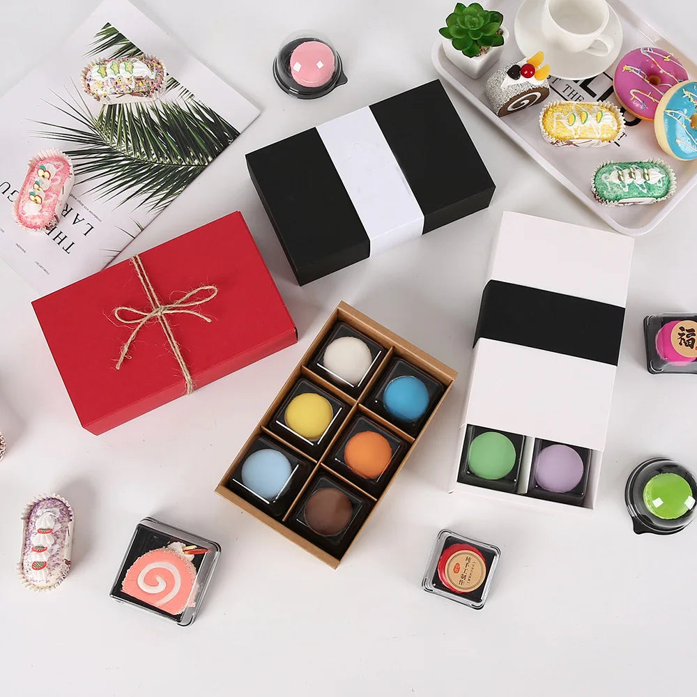 Macaron Chocolate Candy Jam Box 6 Pieces Chocolate Baking Gift Box Safe Food Grade Cookie Small Cake Box Paper Package Cardbo