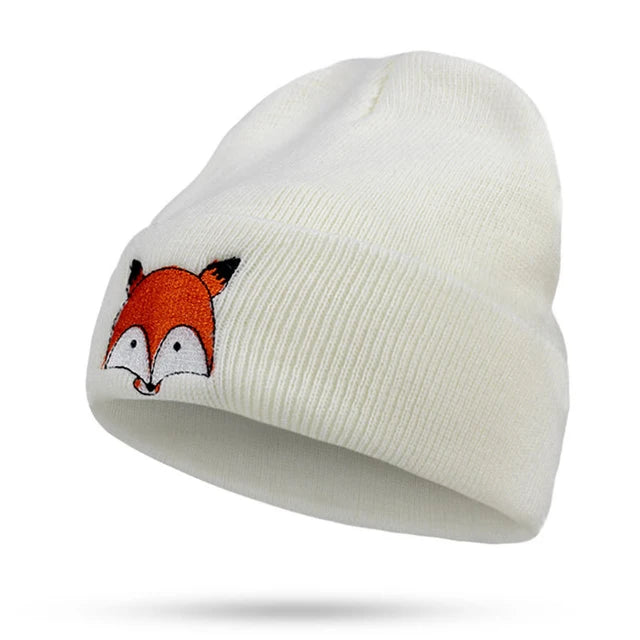 Unisex Winter Hats Beanies Skullies for Men Women Cartoon Fox Embroidery Women's Knitted Hat Bonnet Cap Skiing Warm Men's Hat