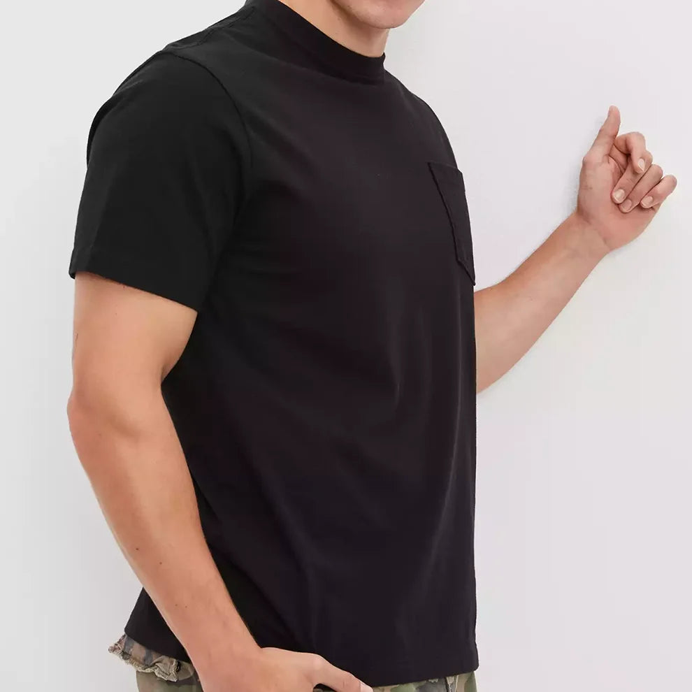 230g Oversized Shirts Plus Size T-Shirts Mens Tee Sharts 100% Cotton Blank Plain Mock Neck Tshirt for Men