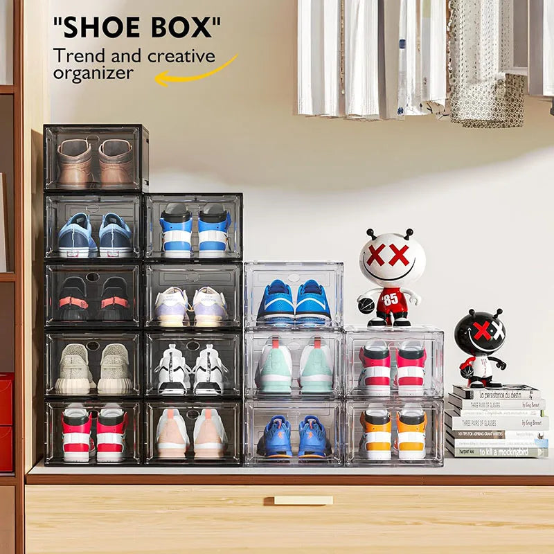 Foldable Eco-Friendly Shoe Storage Box Rectangle Shape Injection Plastic PP Material Save Space Household 10-20L Capacity