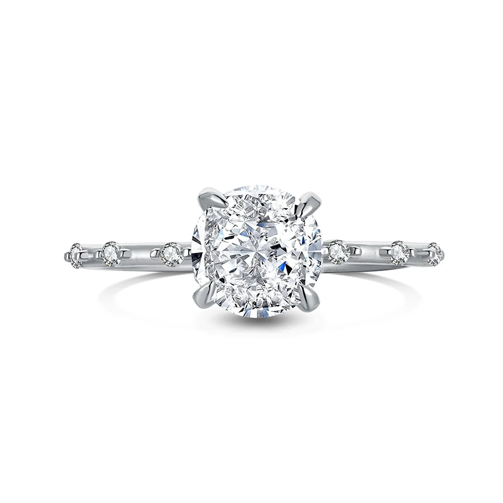 Dylam Princess Cut Cubic Zirconia 925 Sterling Silver Ring Rhodium Plated Wedding Engagement Anniversary Solitaire Diamond Ri