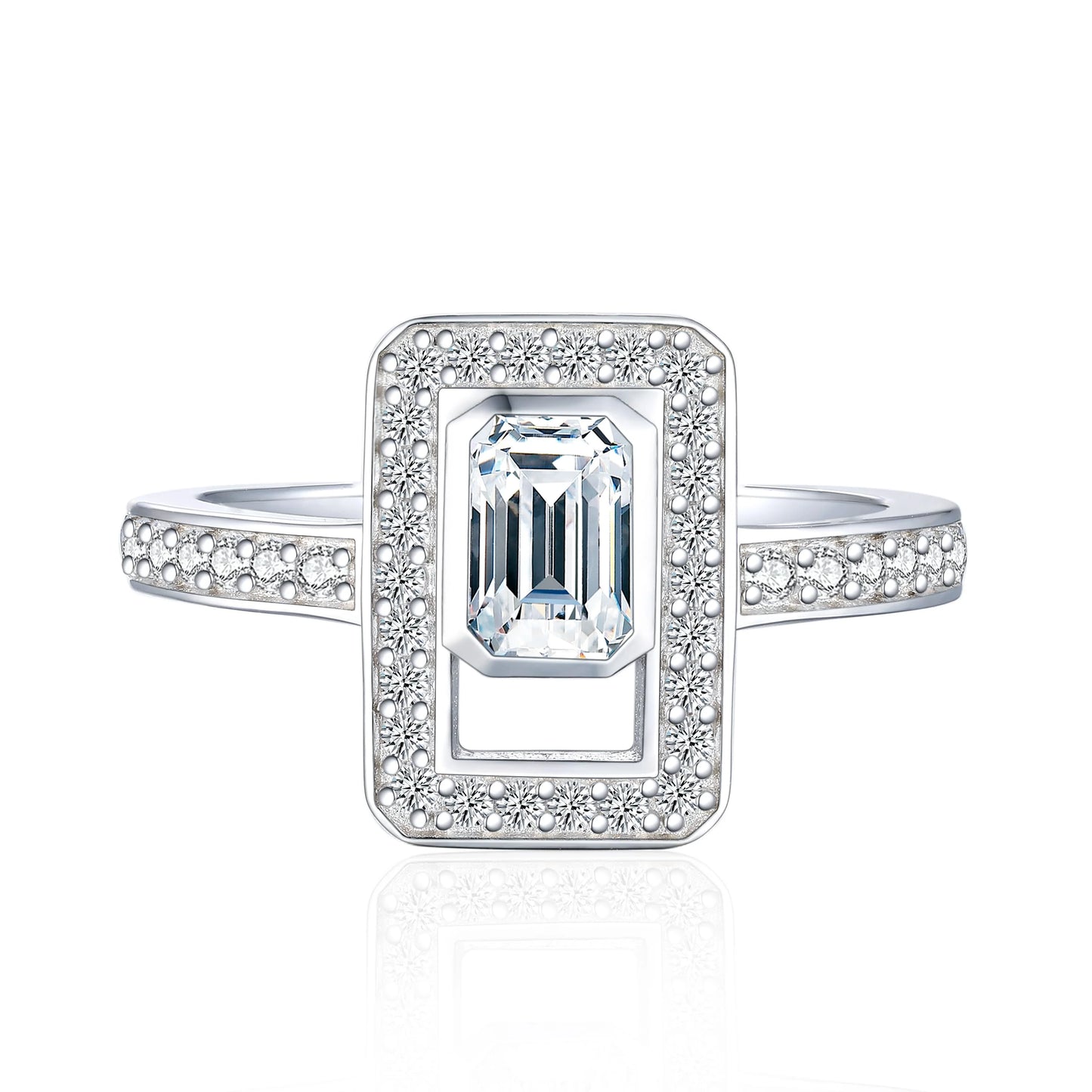 Classic Style Wedding Jewelry Rings Women 925 Sterling Silver Rhodium Plated Minimalist Engagement Crystal Luxury Couple Ring