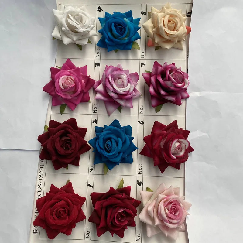 Bulk Faux Velvet Flower Head Artificial Silk Rose for Christmas and Wedding Party Home Decoration