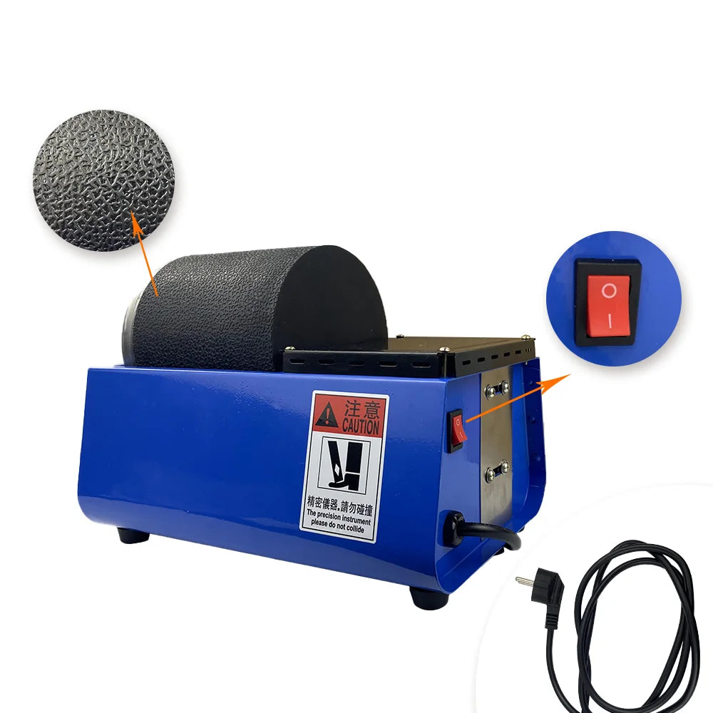 Benchtop Mini Drum Grinding Machine Rotary Barrel Tumbler Polisher Jewelry Rotary Tumbler Polishing Machine 3.3LB/1.5kg Capac