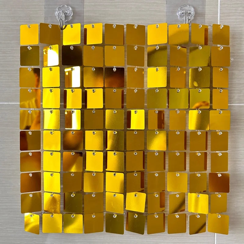 EG-TG005 Premium 4D Gold Mirror Iridescent Blue Pink Sequin Shimmer Wall Panel Backdrop Wedding & Birthday Decoration