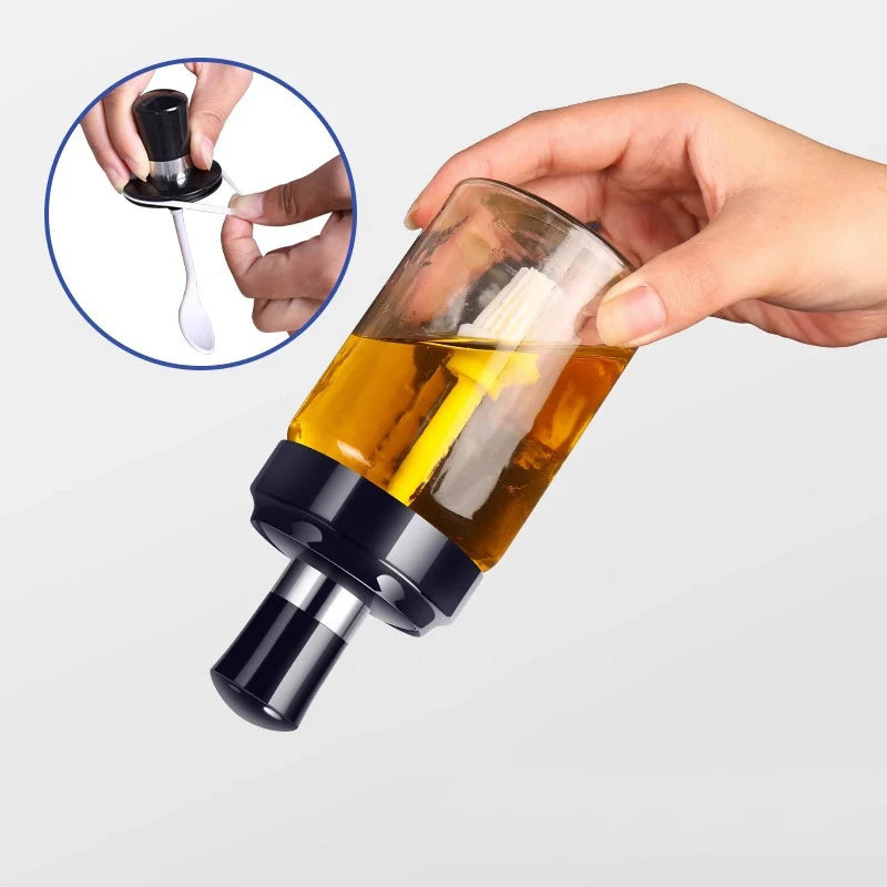 Kitchen Transparent Seasoning Salt Pepper Bottle Glass Shaker Bottle Jam Spice Jar Container With Spoons