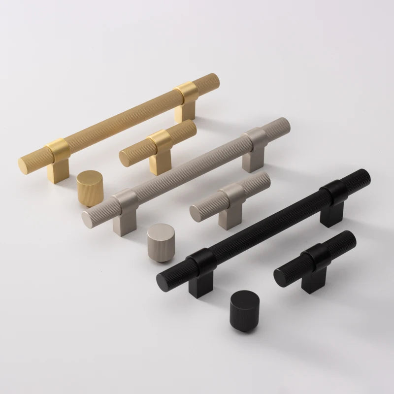 Qiansi QS-HK0055 Straight Knurl Solid Brass Handle Customized Bedroom Exterior Cabinet Door Kitchen Drawer Wardrobe Modern