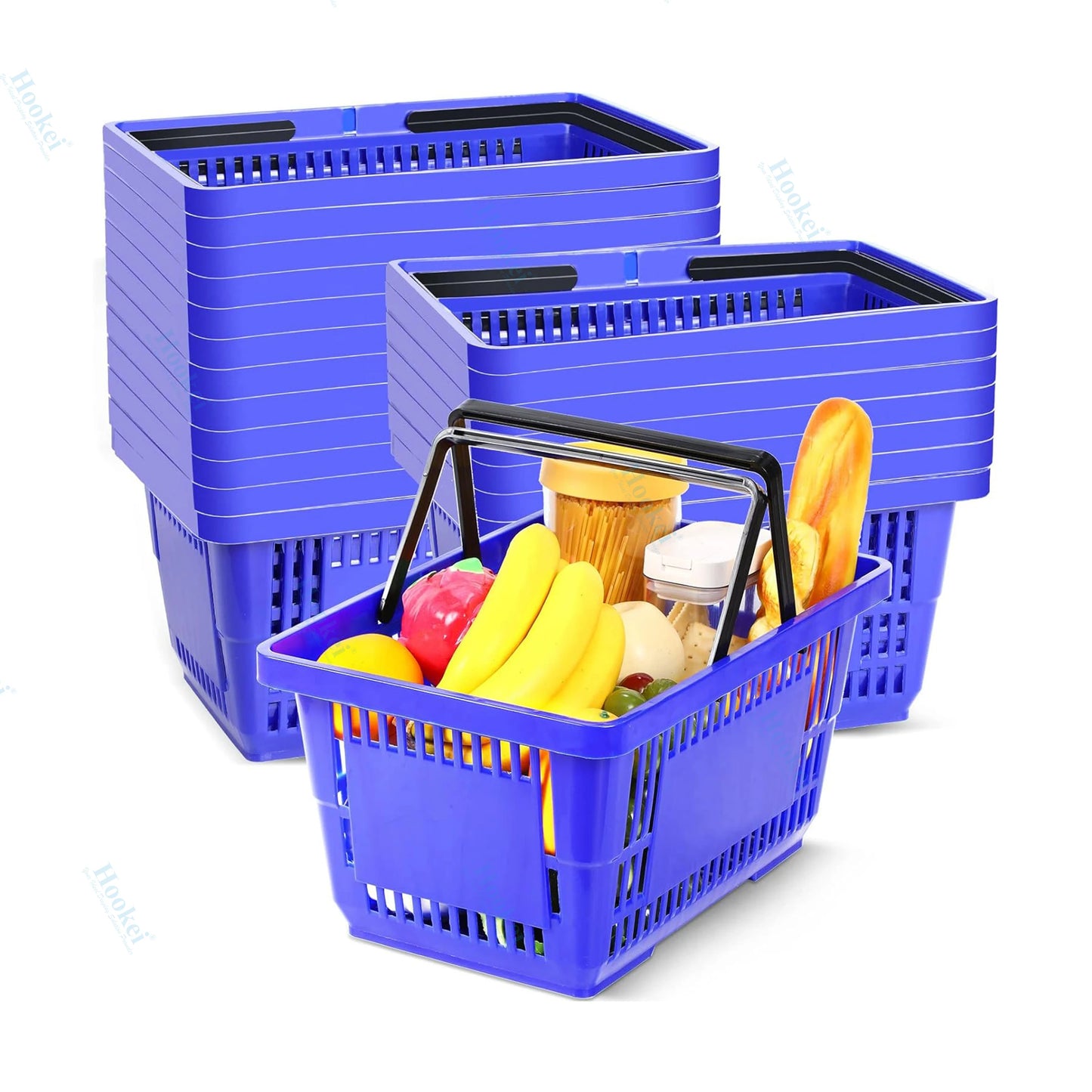 20 L Grocery Basket With Handles Portable Large Plastic Shopping Basket Grocery Shopping Baskets With Handles for Retail Stor