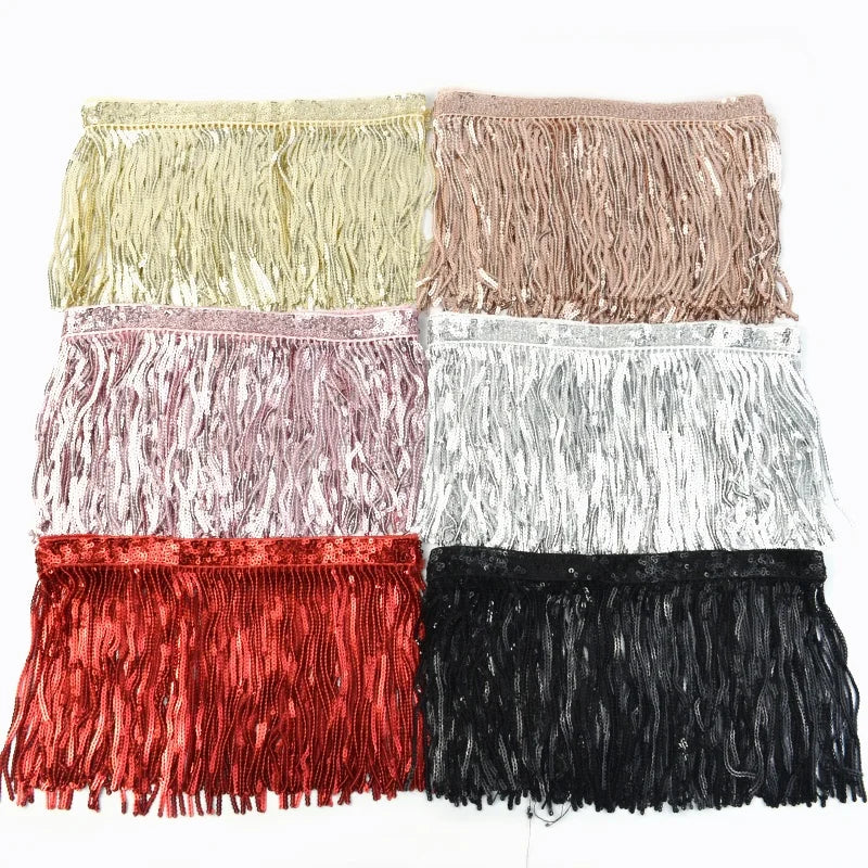 Meetee RC402 14cm DIY Handmade Dance Performance Clothing Bags Sewing Accessories 6 Colors Sequins Tassel Trim Ribbon Fringe