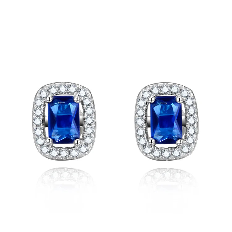 POLIVA Luxury 925 Sterling Silver Rectangle Earrings for Office Women Geometric Design Gold Plating Emerald Cut for Anniversa