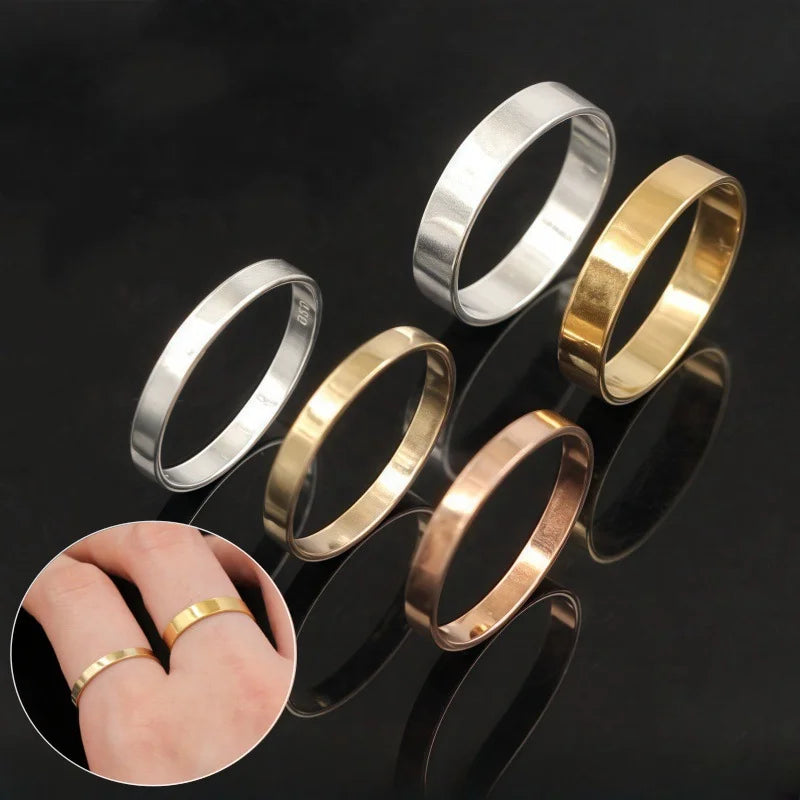 GP US 2.25mm 3.5mm Width Flat Smooth Band Rings 14K Yellow Rose Gold Filled Silver 925 Size 2-10 Permanent Jewelry Wholesale