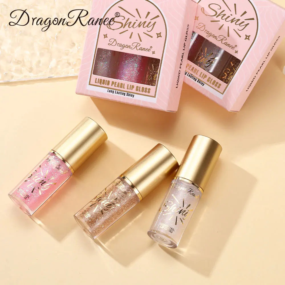 Dragon Ranee 3pcs  Large Brush Head Mirror Pearl  Lip Oil Glaze Hydrating Lip Moisturizing Fine  Lip Care