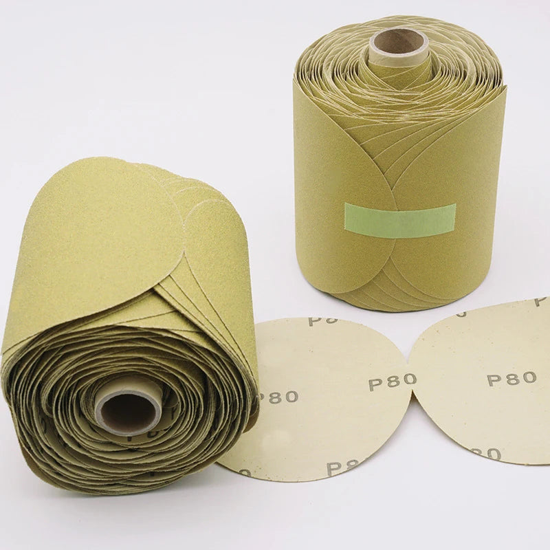 PEXMIENTAS Yellow Automotive Car Paint Wood Metal Finishing PSA Sanding Discs Self Adhesive Sticky-back Sanding Roll