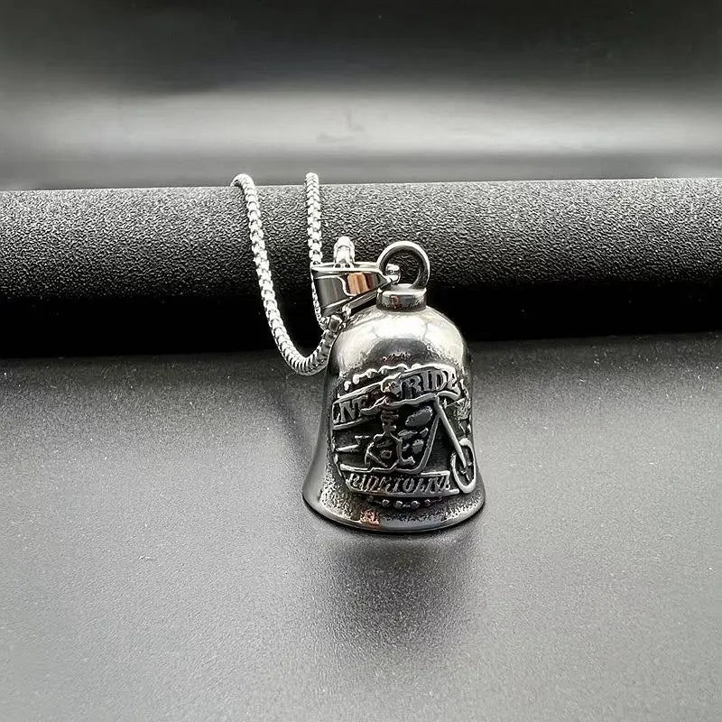 Ghost Rider Skull on Motorcycle Biker Luck Keyring Motorcycle Bell with Hanger Guardian Motorcycle Bell Gremlin
