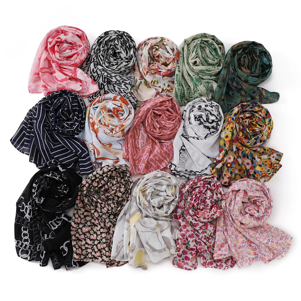 Hot Sell New Elegant Flower Print Chiffon Head Wrap Shawl Muslim Ladies Floral Pattern Long Large Chiffon Scarves 175*70cm Hi