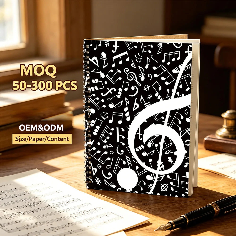 Fashion Music Notebook Blank Sheet Music Manuscript Book Black 26x19cm Creative Staff Paper Music Student Composer Gift