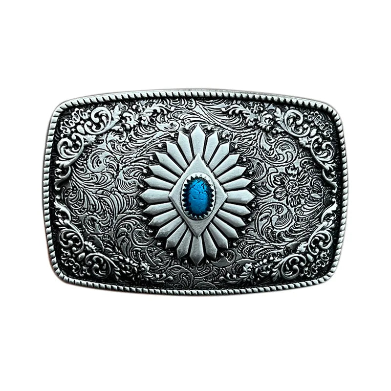 2024 Professional Hot Selling Antique Silver and Gold With Stone Western Cowboy Zinc Alloy Belt Buckles for Men