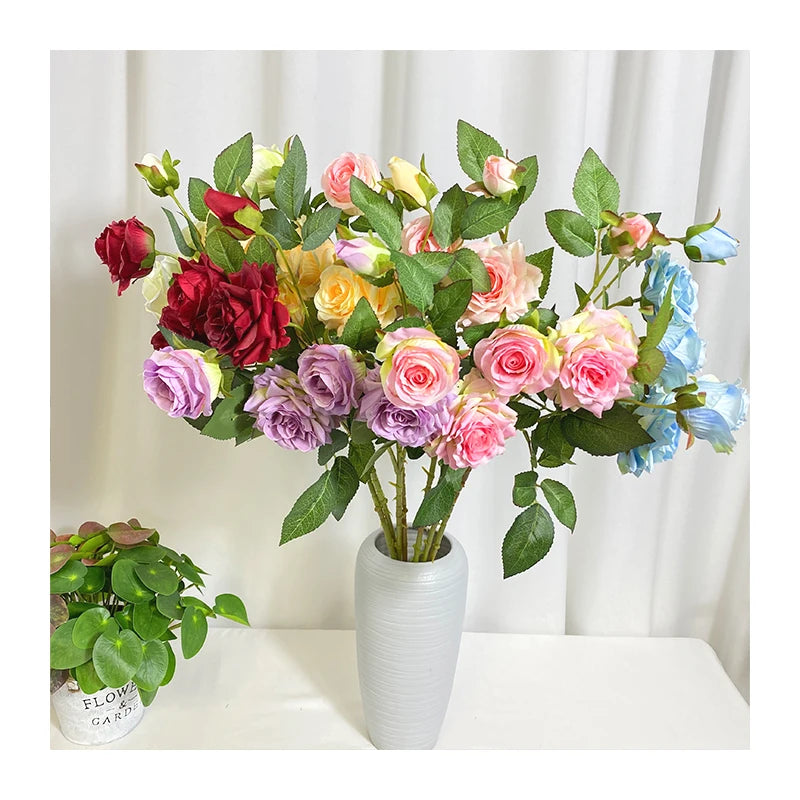Top Quality Wholesale Wedding Cheap Artificial Flower 5 Heads Rose With Orchid Heart