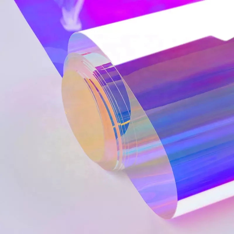 Factory Direct Eco Friendly Self Adhesive Transparent Decorative Vinyl Window Iridescent Dichroic Glass Film for House Decor