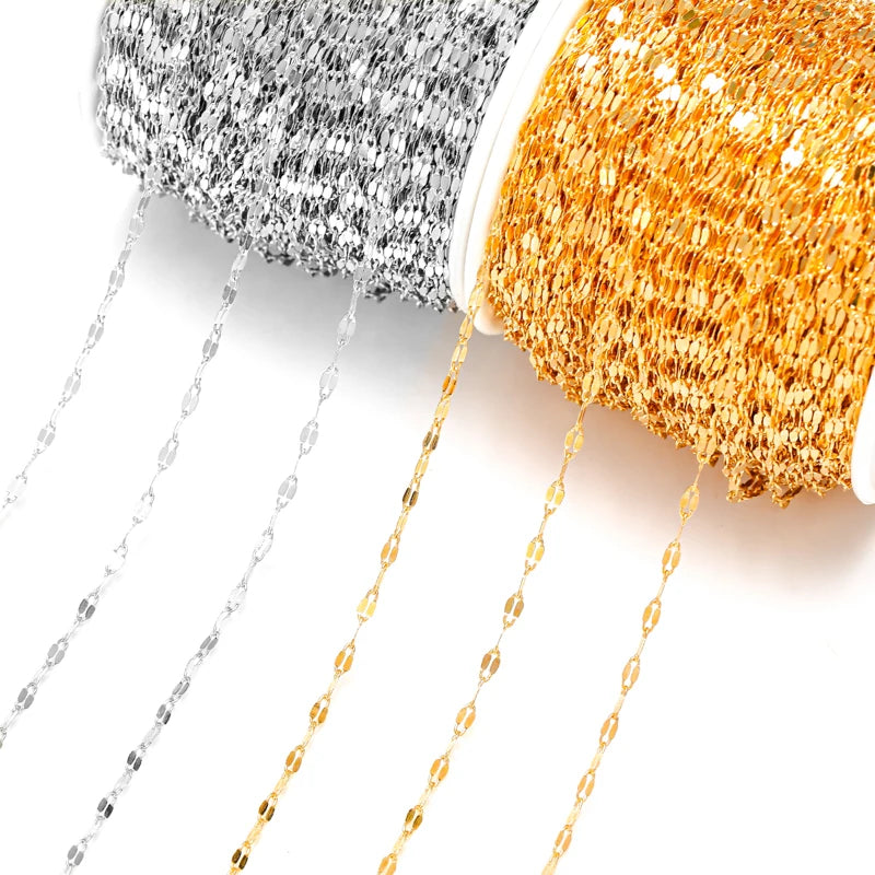 1Meter 2mm Copper Chains Lips Chain for Women Necklace Bracelet Earrings Jewelry Making DIY Components Jewelry Accessories Y1