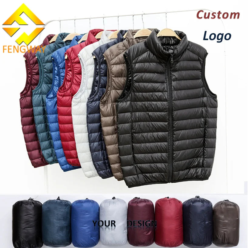 Fengway Custom Light Thin Mens Puffer Vest Turtleneck Sleeveless Bubble Coat WinterJaqueta Masculina Oversized Men's Waistcoa