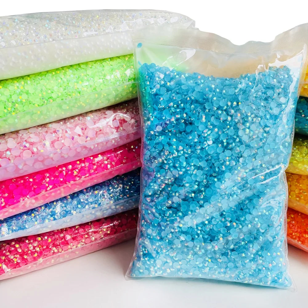 Yantuo Crystal Factory Wholesale Bulk Jelly AB Color Rhinestone SS20 Flat Back Non Hotfix Resin Rhinestone3mm  5mm 6mm