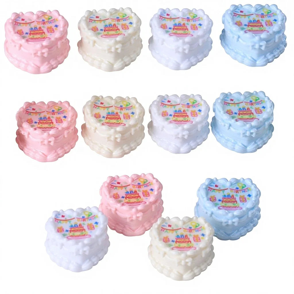 3D Birthday Cake Miniature Resin Food Sugar Lollipop Candy Cane Charm Christmas Decoration Sculpture for Hairclip Shoe Phonec