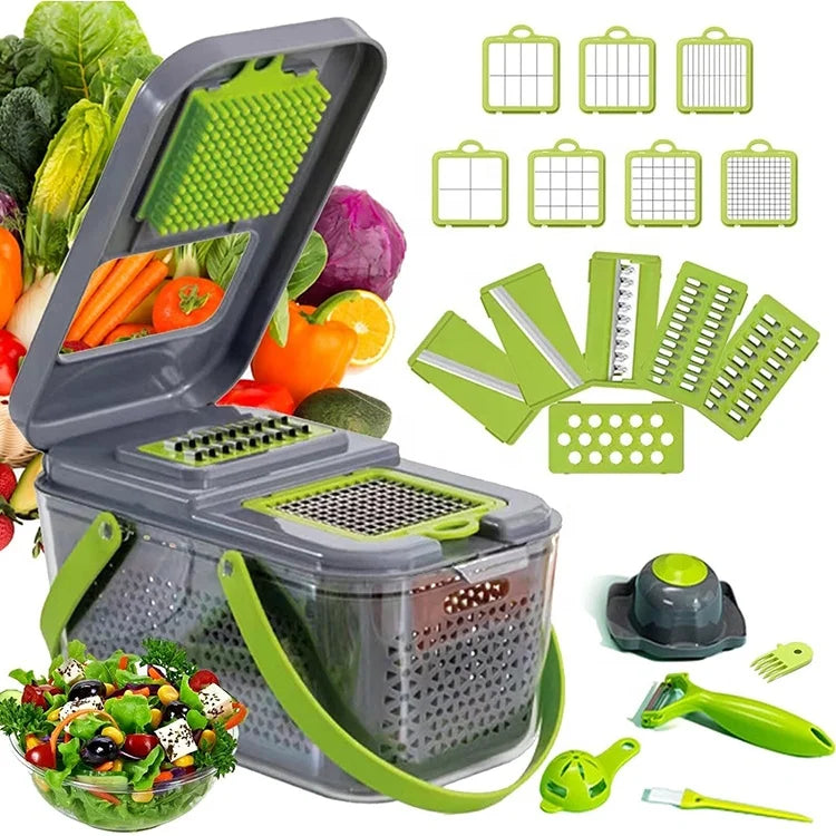 Vegetable Chopper Onion Chopper Mandolin Slicer22 in 1 Professional Food Chopper Upgraded Vegetable Cutter With Container