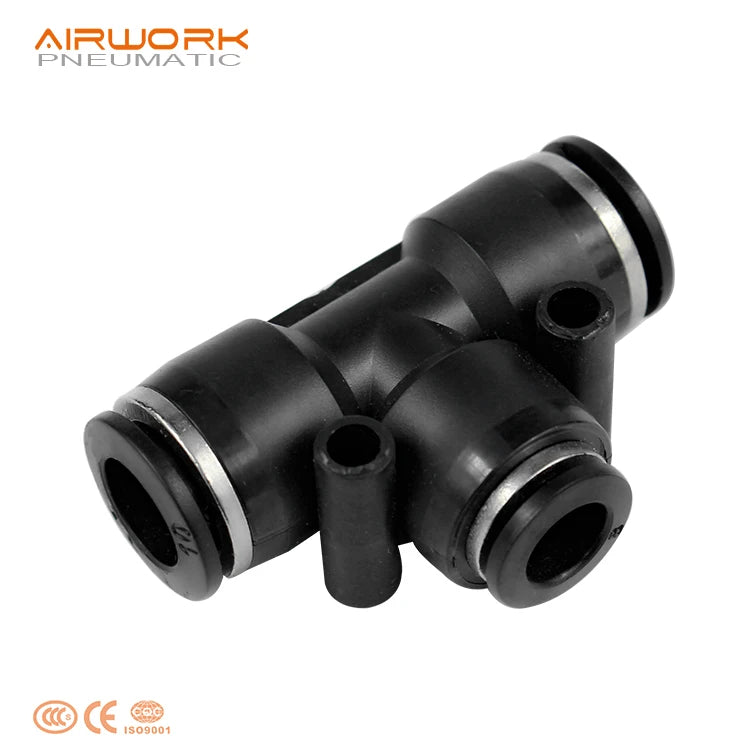 PEG Pneumatic 3 Way T-shaped Reducing Hose Connector Plated Low Pressure Quick Connect Plastic Joints Pipe Fitting