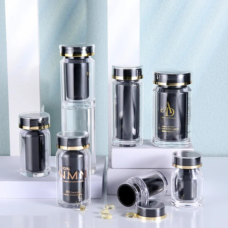 IN STOCK Long Empty Plastic Pill Bottles Medicine Container Vitamin Capsule Holder PS Double Bottles for NMN Vitamin