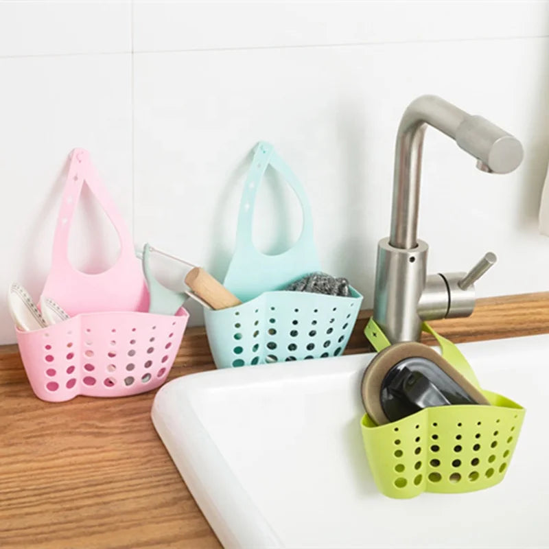 Kitchen & Bathroom Sink Drain Rack Storage Holder With Suction Cup Organizer for Soap & Sponge Wash Stand Sink Shelf