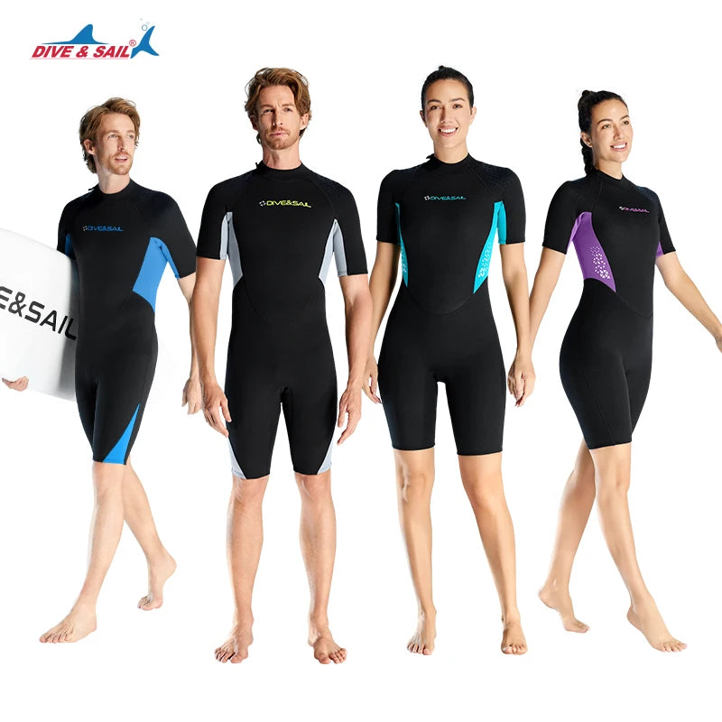 DIVE&SAIL Premium 1.5mm Neoprene Back Zipper ultra Stretch Anti Jellyfish scuba Wetsuits Water Sports