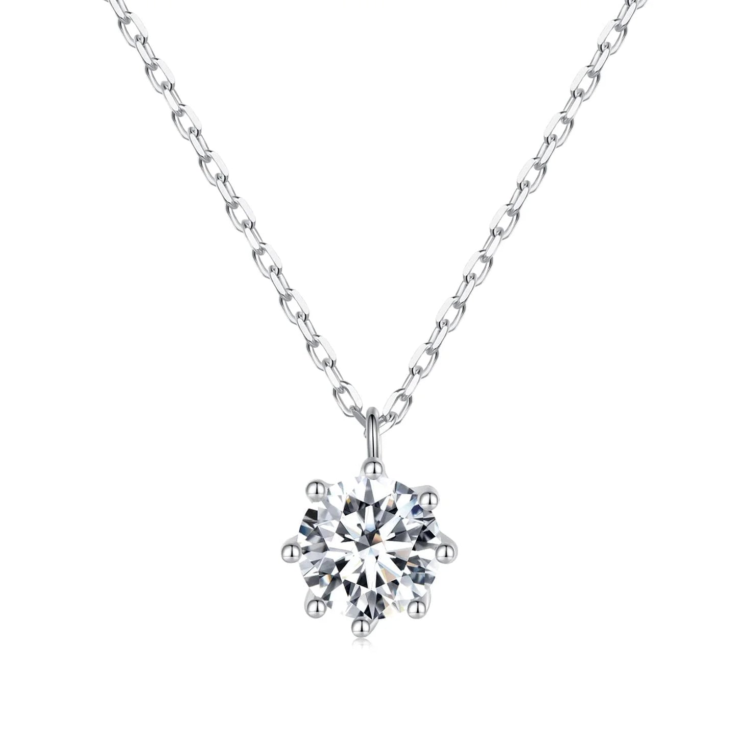 Factory Wholesale 925 Sterling Silver Bridal Wedding Necklace 0.8ct 6mm Brilliant Cut Moissanite Jewelry Diamond Necklace