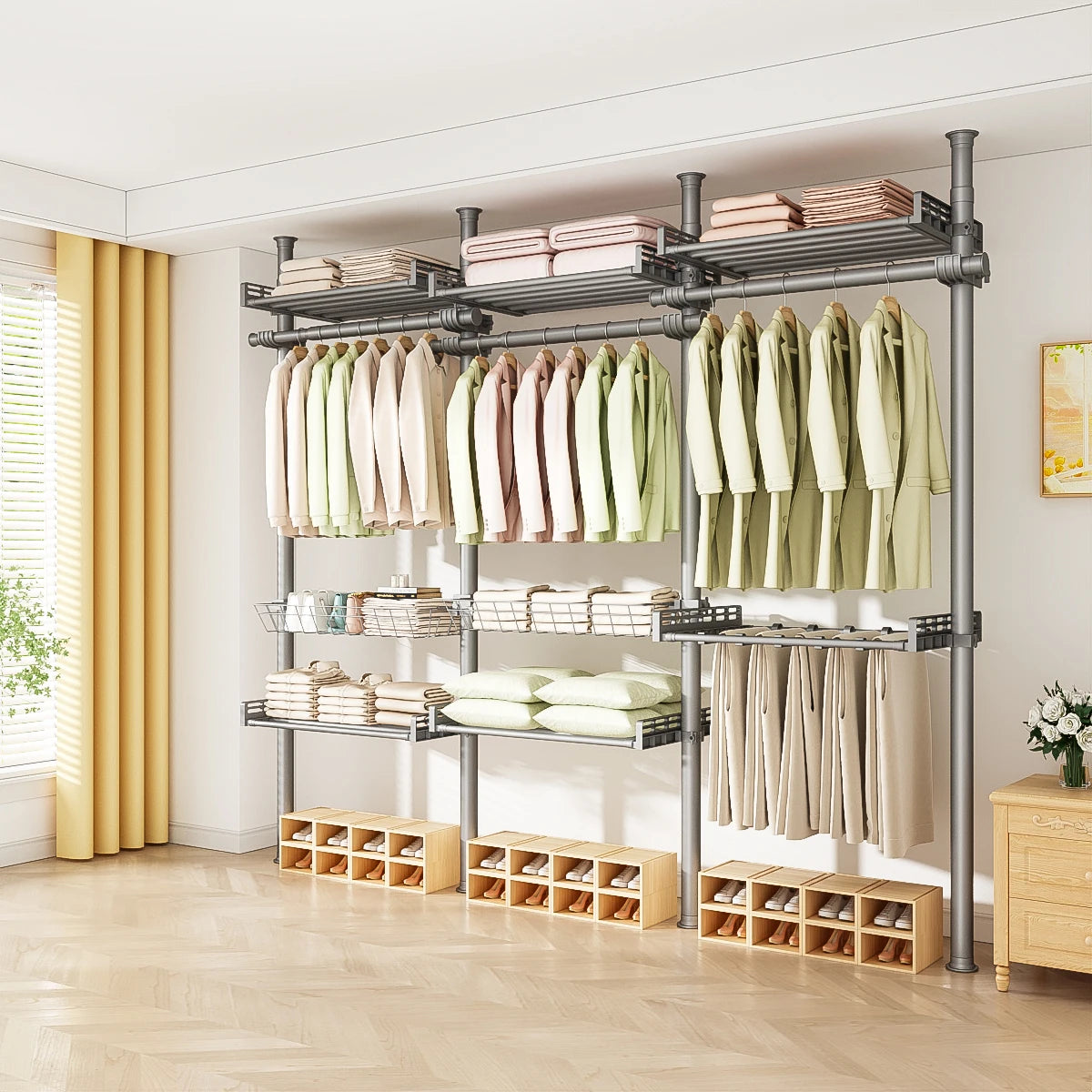 Yijiale Not Taking up Space 32mm Portable Black White Wardrobe Bedroom Closet in Closet Smart Small Wardrobe