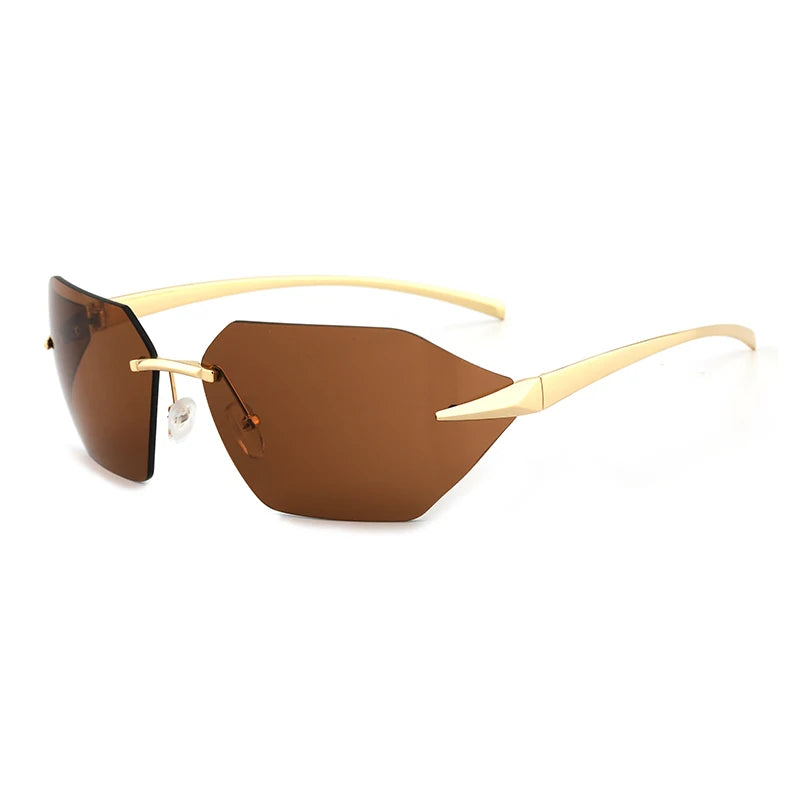 Trending UV400 Custom Shades Vintage Rimless Sunglasses for Men and Women with Transparent PC Frame Eyewear Fashion Eyeglasse