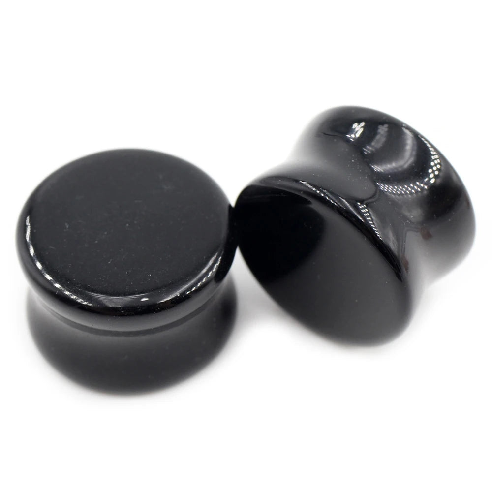 Wholesale Black Stone Punk Wedding Ear Expander Body Piercing Jewelry Ear Plugs Gauges 5-25mm Unisex Expander Stretcher Men