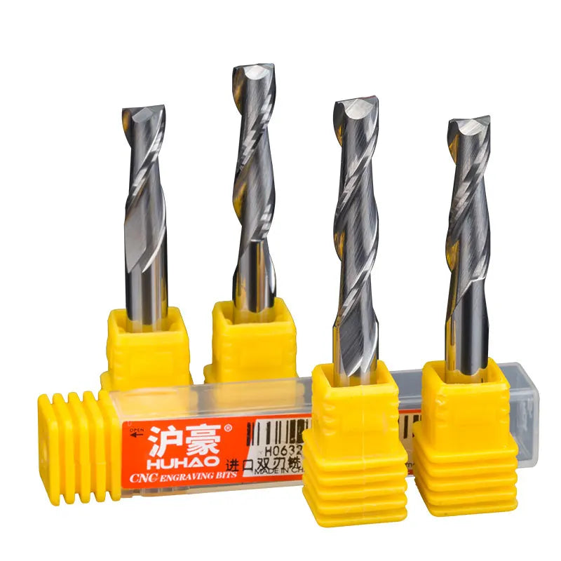 Huhao High Quality 2 Flutes Spiral Milling Cutter Carbide  CNC Engraving Router Drill Bit PVC Carving Tools 3515
