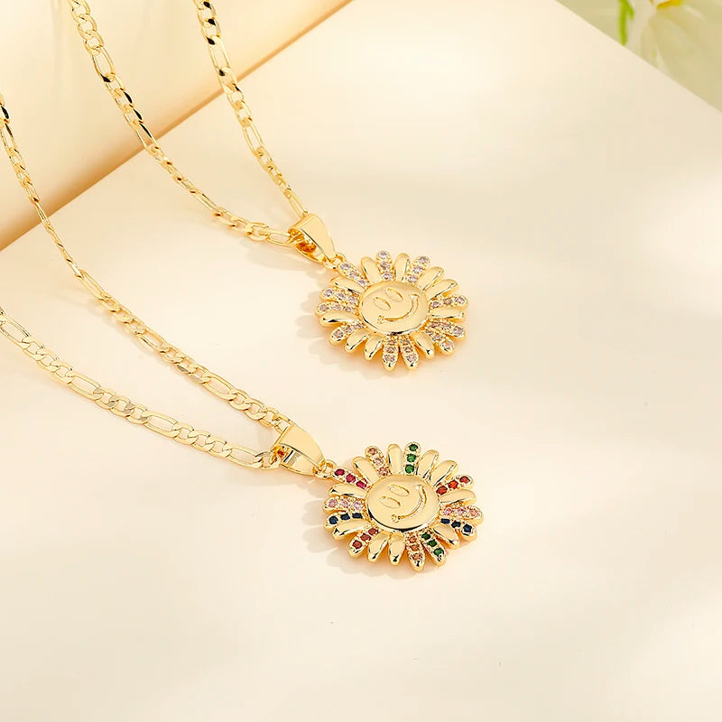 Jewellery Necklace Sunflower Necklace Wholesale 18K Gold Plated Zircon  Fashion Jewelry Accessories for Women
