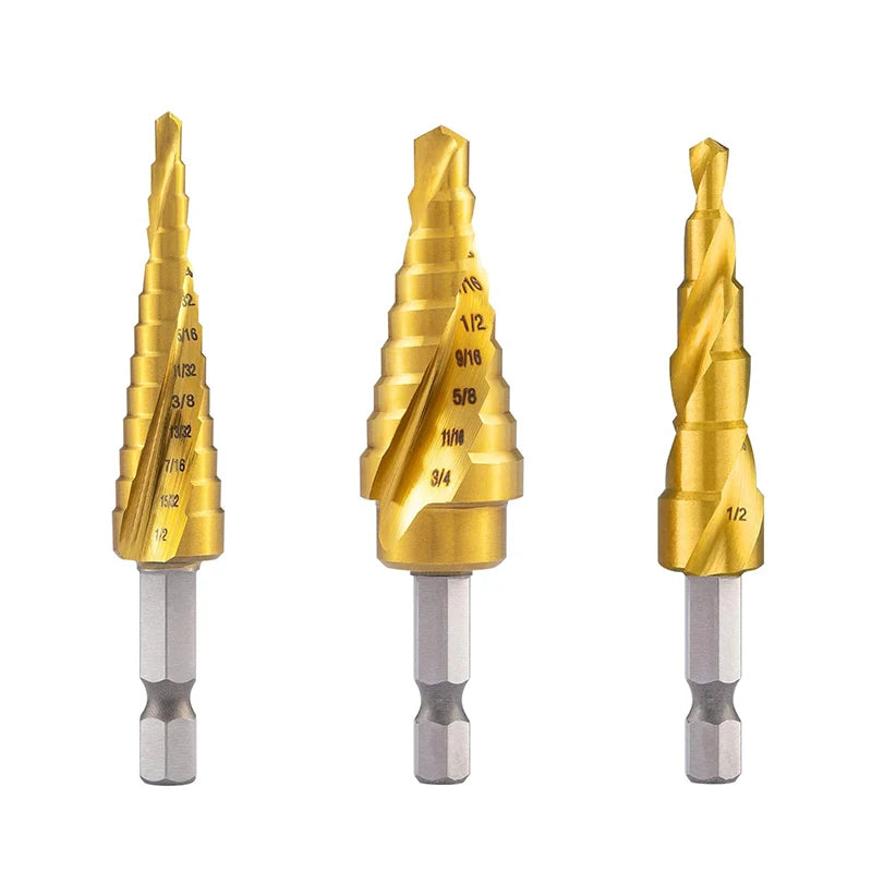 Hex Shank Titanium Coated Tin-Coated Hss Drill Bit Step Hole Saw Step Drill Bit Set Titanium Step Drill Bit Set
