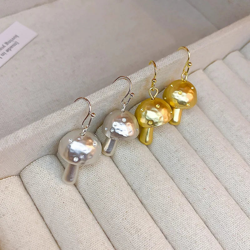 Wholesale Personalized Simple and Versatile Metal Mushroom Earrings for Women Fashion Jewelry Gifts