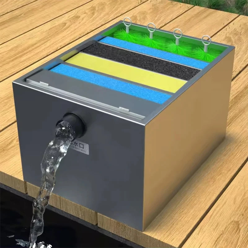 QihangRAS Square Koi Fish Pond Filter System Stainless Steel Eco-Friendly Indoor and Outdoor Aquarium Filtration