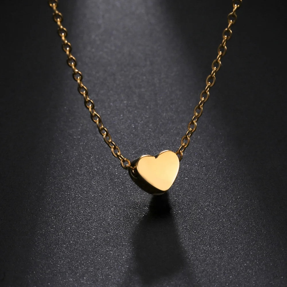 Mini Heart Pendant Necklace Fashion Cute Neck Chain Stainless Steel Jewelry Gift for Women
